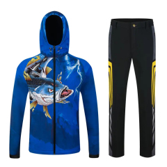 Comfortable Outdoor UPF 50+ UV Protection Long Sleeve Hoodie Fishing Shirts with Polyester Fabric