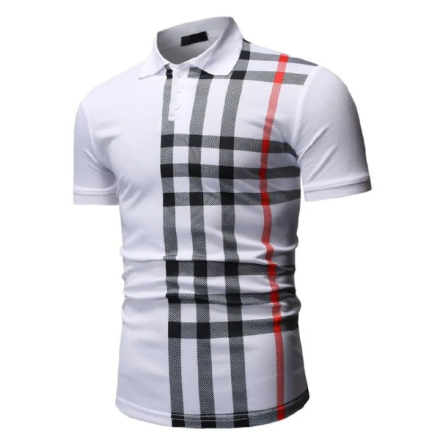 Wholesale Men's Polo Shirts: Custom Striped Anti-Wrinkle Polyester Golf Shirts