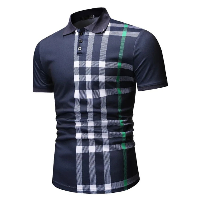 Wholesale Men's Polo Shirts: Custom Striped Anti-Wrinkle Polyester Golf Shirts