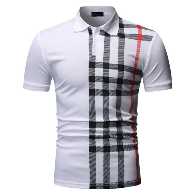 Wholesale Men's Polo Shirts: Custom Striped Anti-Wrinkle Polyester Golf Shirts