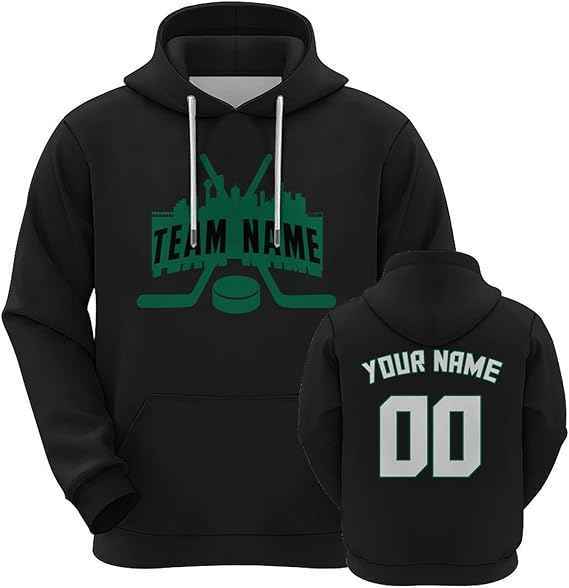 Custom Hockey Hoodies Design Your Own Team Name Number Hooded Sweatshirt for Men Women Youth