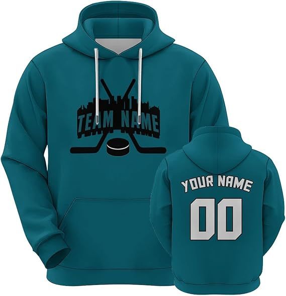 Custom Hockey Hoodies Design Your Own Team Name Number Hooded Sweatshirt for Men Women Youth Personalized Hockey Gift
