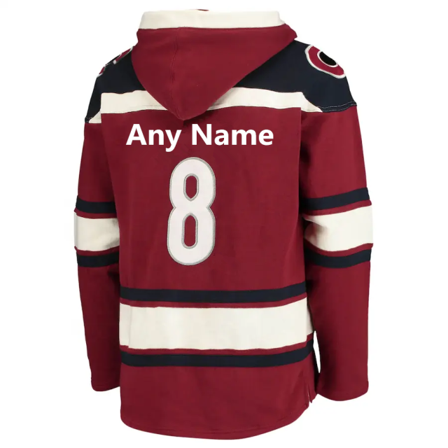 Custom Cheap Unique Hoodie Hockey Hoodie Tackle Twill Team Ice Hockey Hoodie With Hood Lace up Hockey Jersey