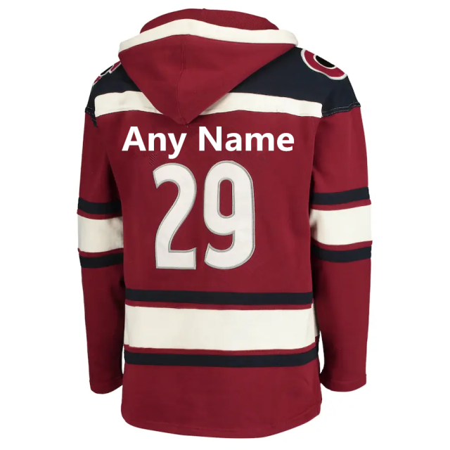 Custom Cheap Unique Hoodie Hockey Hoodie Tackle Twill Team Ice Hockey Hoodie With Hood Lace up Hockey Jersey