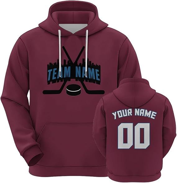 Custom Hockey Hoodies Design Your Own Team Name Number Hooded Sweatshirt for Men Women Youth Personalized Hockey Gift