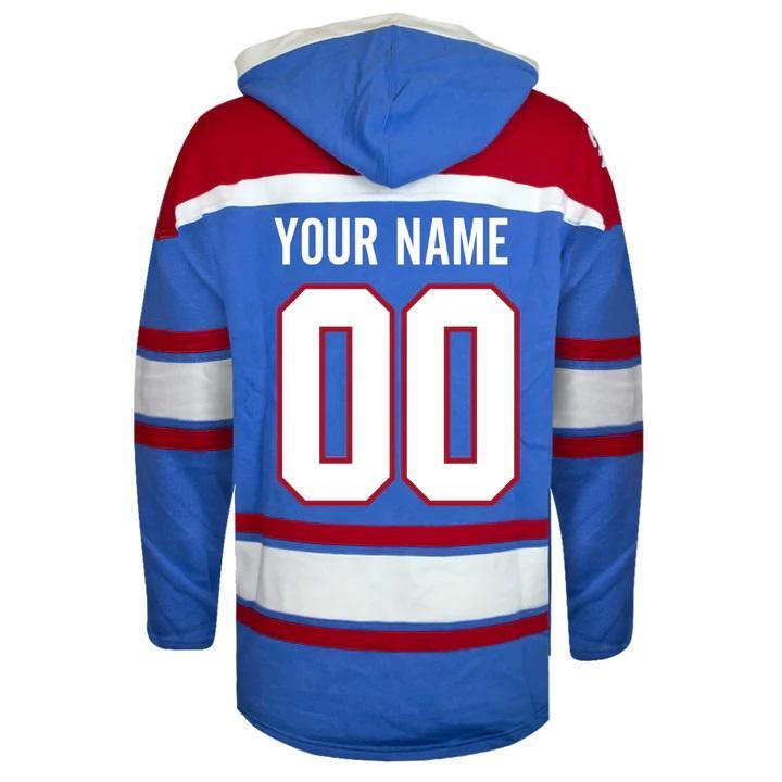 Bespoke Ice Hockey Sweatshirts Thick Thermal Hoodie Full Color Sublimation Raised Embroidery Custom Team Name Number Adult Sizes