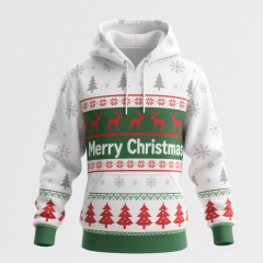Mens Custom Digital Printing Hoodie Merry Christmas Festival Couple Wear Hoodie Sweaters