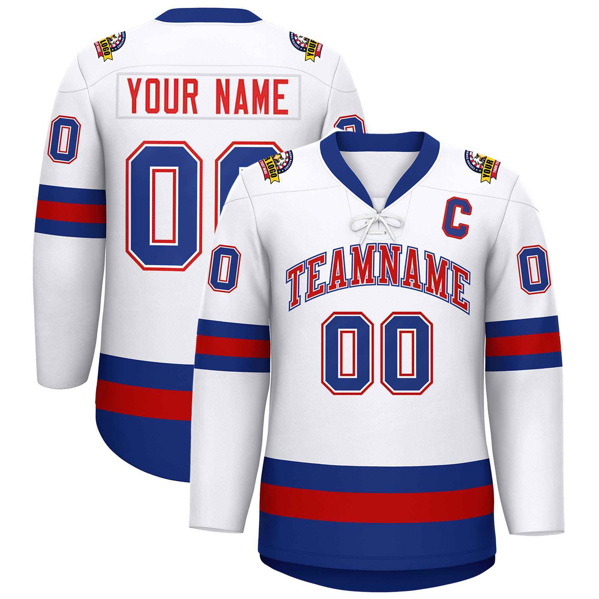 Custom Logo Name V neck lace up Ice Hockey Jersey Sublimation Printed Hockey Sportswear