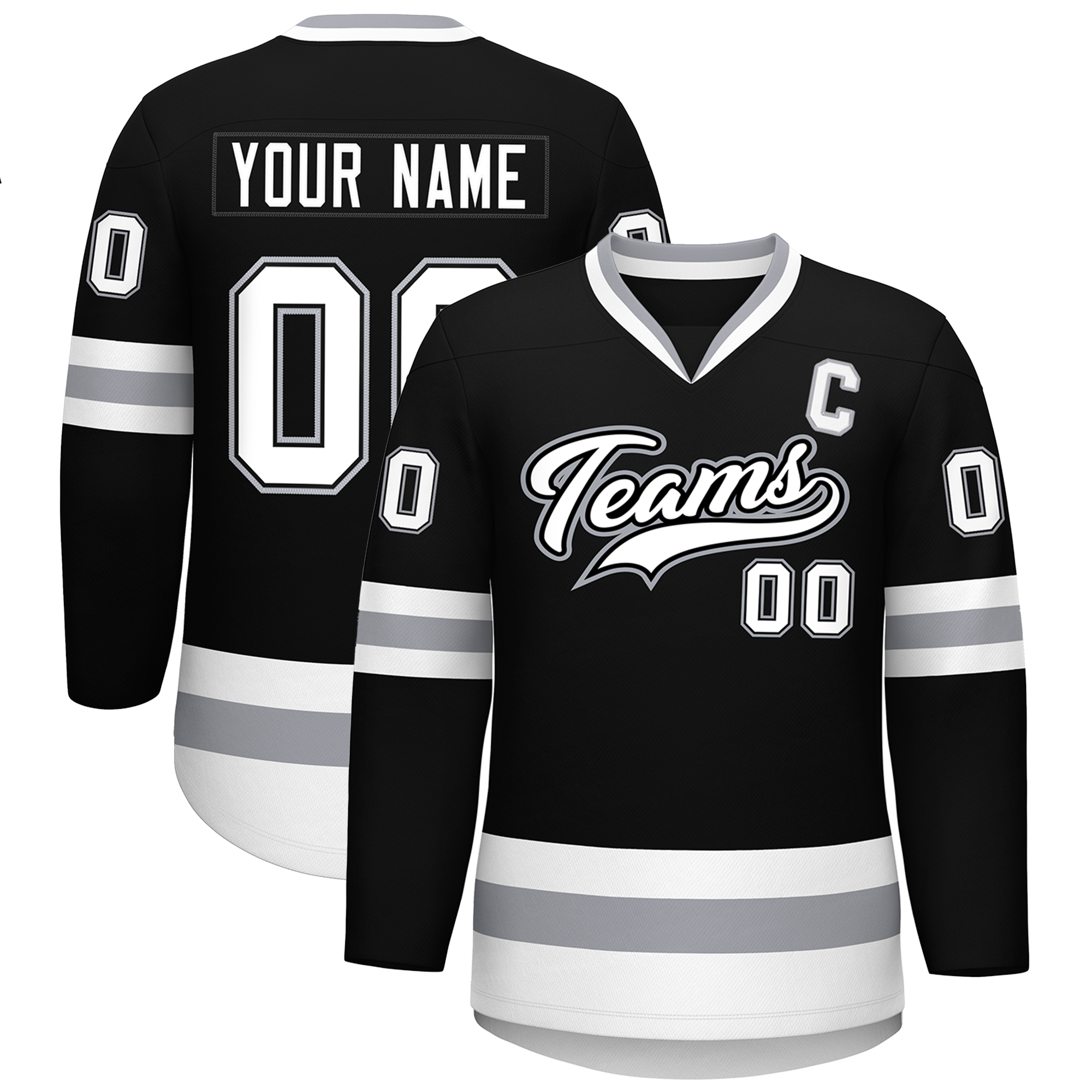 Customized Embroidery Hockey Jerseys Men's Ice Hockey Team Uniforms V neck