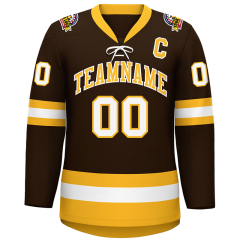 Custom Logo Name V neck lace up Ice Hockey Jersey Sublimation Printed Hockey Sportswear
