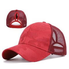 Wholesale High Hats Caps Women Camouflage Ponytail Hats Mesh Back Sport Ponytail ice Hockey hat