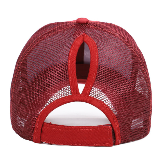 Wholesale High Hats Caps Women Camouflage Ponytail Hats Mesh Back Sport Ponytail ice Hockey hat