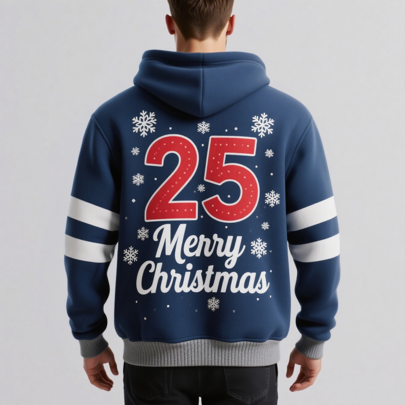 Unisex Custom Sublimation Printed Christmas Sweatshirt Kangaroo Pocket Snowflake Hoodie for Christmas