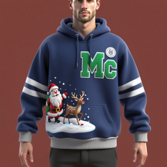Unisex Custom Sublimation Printed Christmas Sweatshirt Kangaroo Pocket Snowflake Hoodie for Christmas