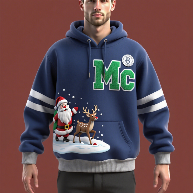Unisex Custom Sublimation Printed Christmas Sweatshirt Kangaroo Pocket Snowflake Hoodie for Christmas