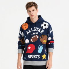 New design Custom 100% polyester Sublimation Sports Pullover Hoodie All Star Sports Hoodie