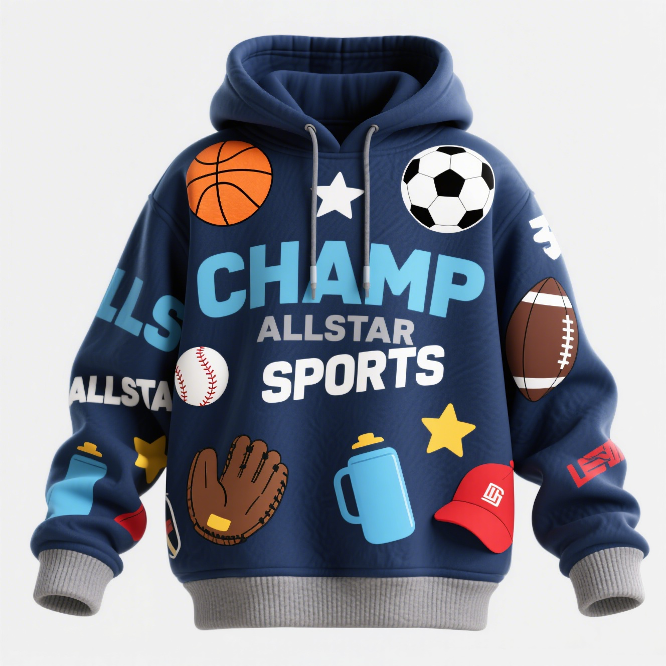New design Custom 100% polyester Sublimation Sports Pullover Hoodie All Star Sports Hoodie