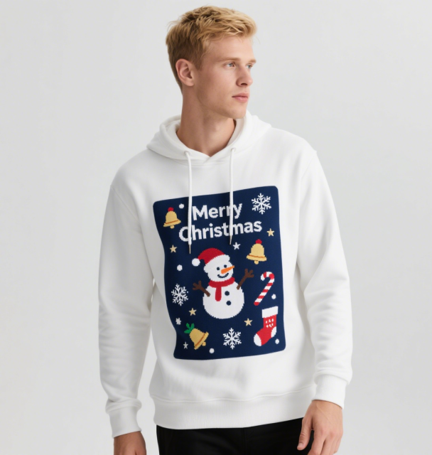 Top Quality Custom Christmas Design Fleece Sublimation Sweatshirts Men‘s 100% Polyester Hoodies