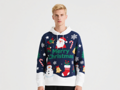 Customized Sweatshirts Hoodies Merry Christmas Custom Hoodies Sublimation Print Polyester Pullover Hoodie