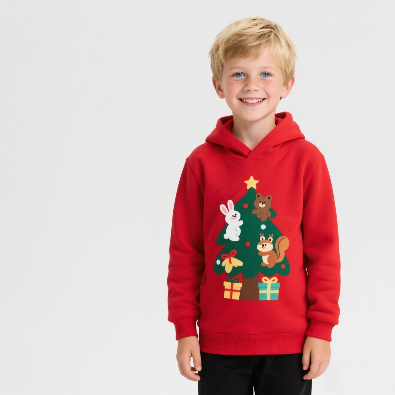 Sublimated Printing Youth Christmas Print Kangaroo Pocket Long Sleeves Hoodies Sweatshirts