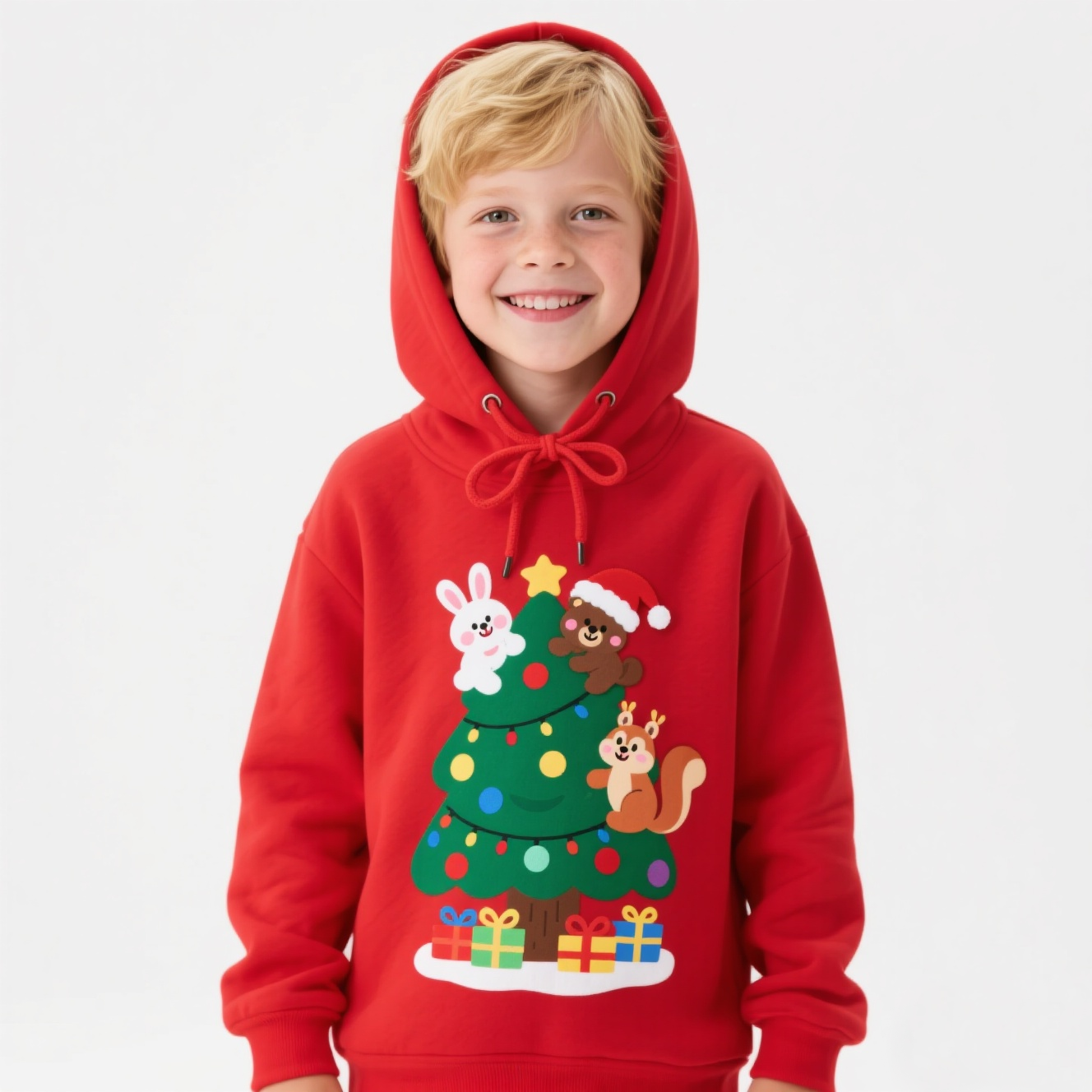 Sublimated Printing Youth Christmas Print Kangaroo Pocket Long Sleeves Hoodies Sweatshirts