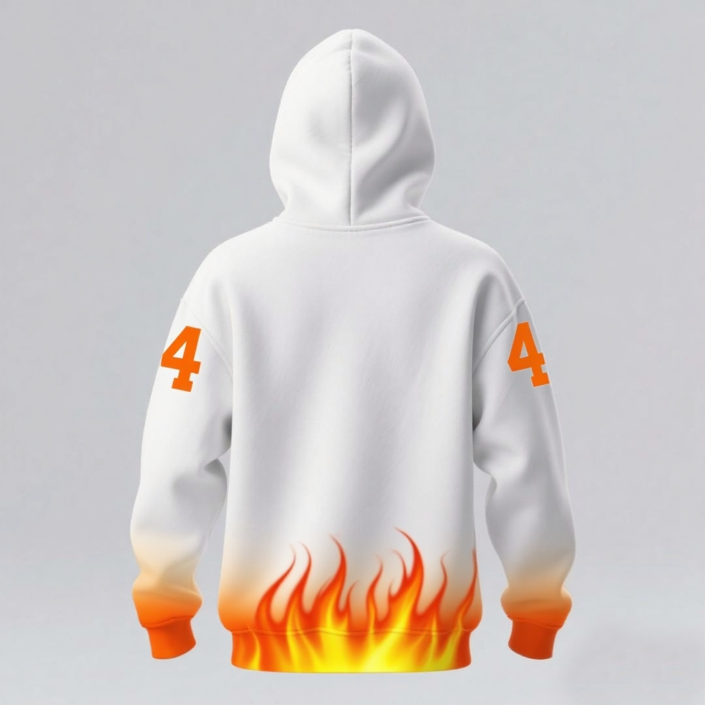 Factory Customized O Neck Sweatshirt Men Loose Pullover with Pockets Solid Flowing Flame Pattern Hoodies Men's Long Sleeve