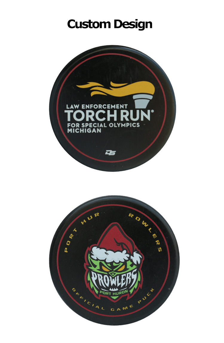 Custom Logo Printed Black Ice Hockey Pucks Anti-Stress Bulk Standard Rubber Pucks for Sale