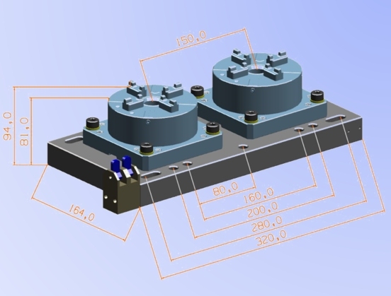 Two benchmarks pneumatic chuck