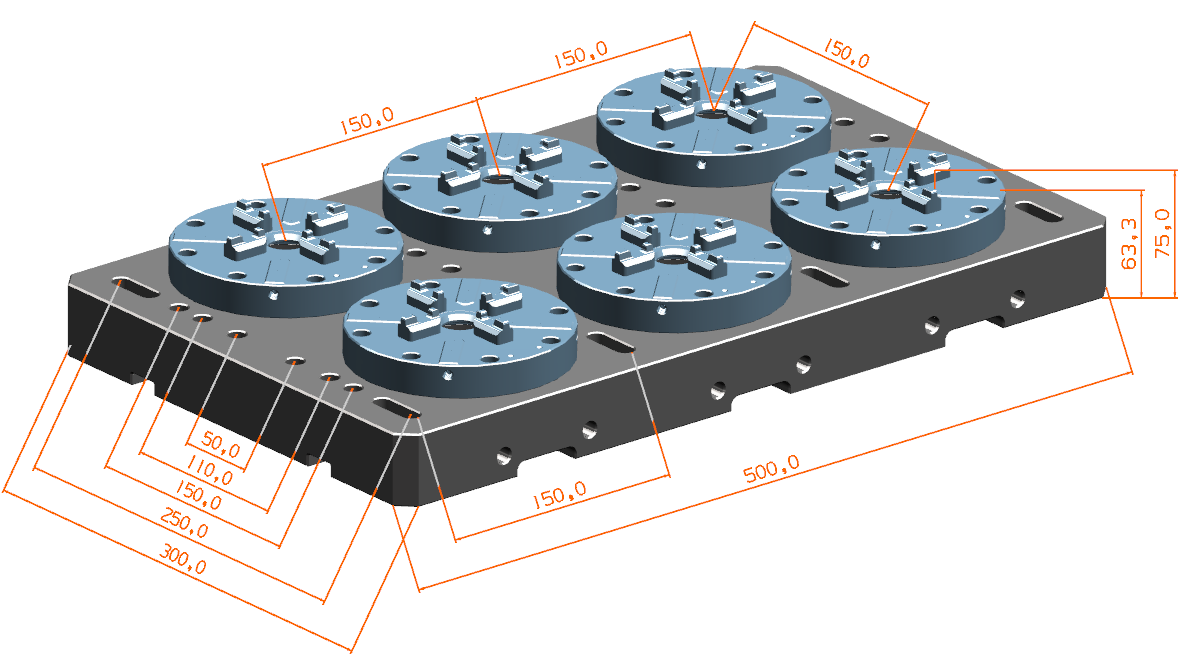 Six benchmarks pneumatic chuck