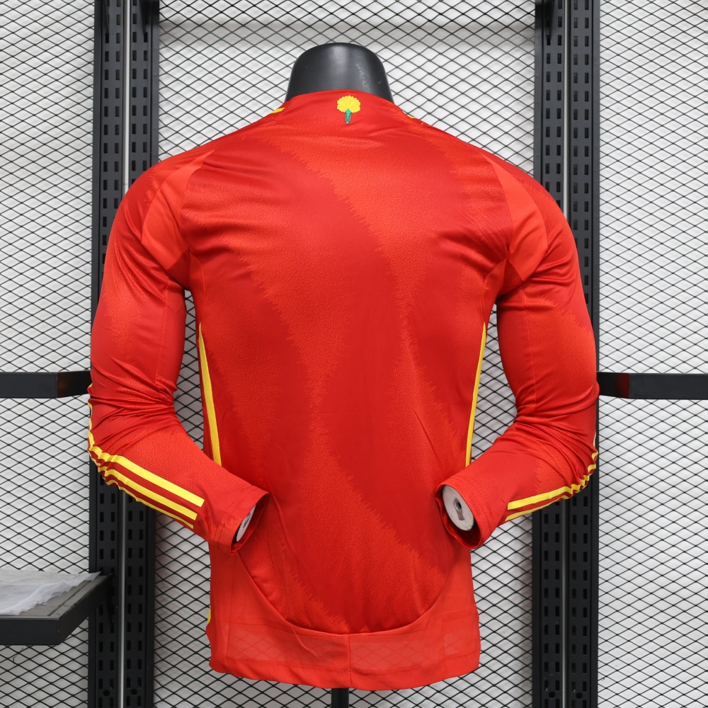 2024 Spain Home Long Sleeve Football Shirt (Player Edition)