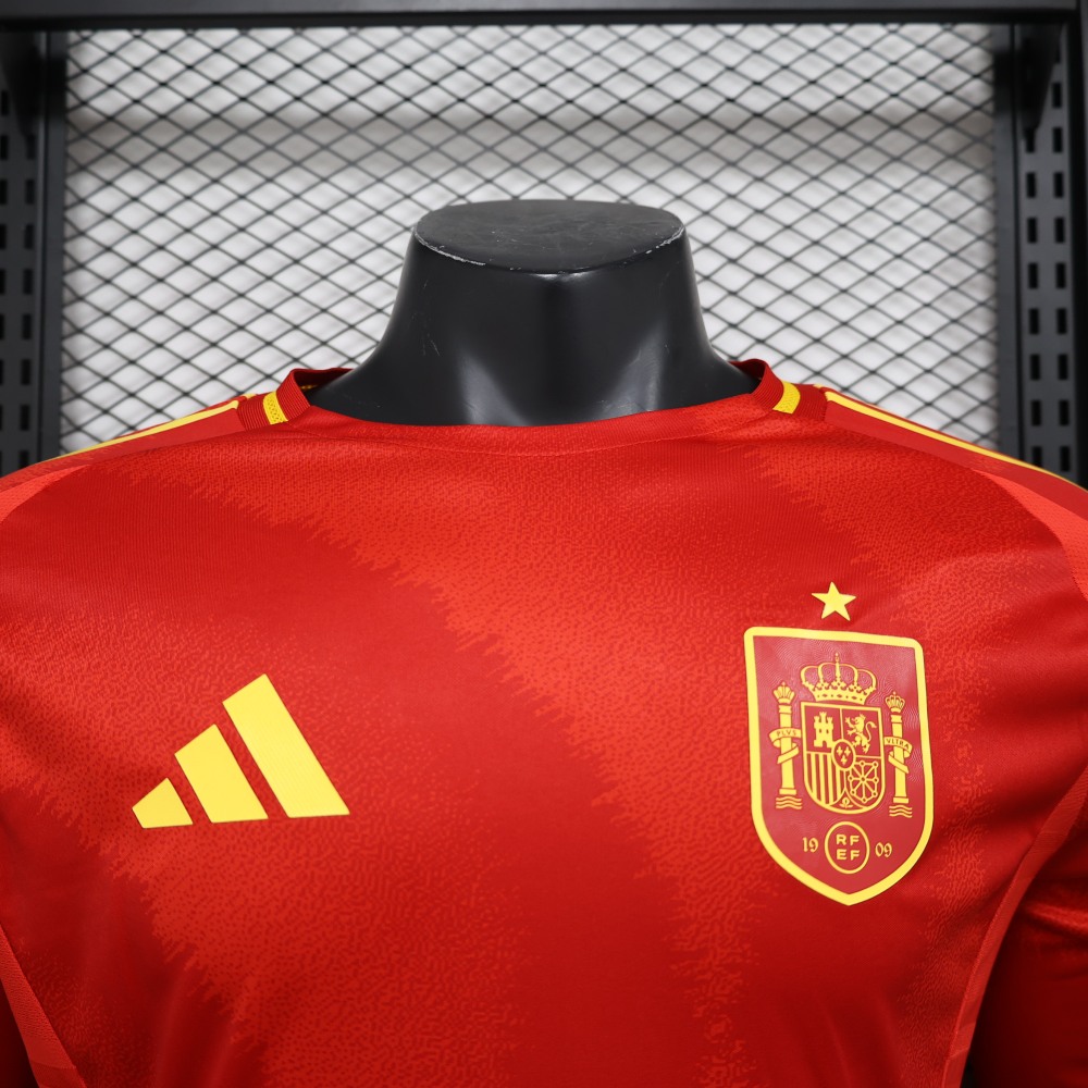 2024 Spain Home Long Sleeve Football Shirt (Player Edition)