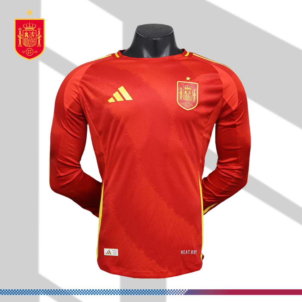 2024 Spain Home Long Sleeve Football Shirt (Player Edition)