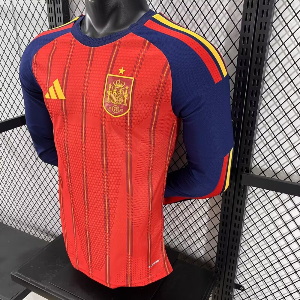 2026 Spain Home Long-Sleeve Football Jersey (Player Version)