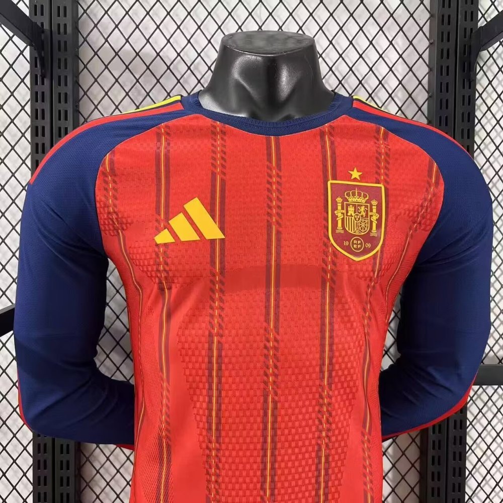 2026 Spain Home Long-Sleeve Football Jersey (Player Version)