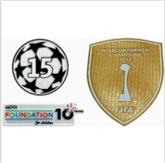 25/26 ucl 15 & uefa foundation 10 years badge & 2024 intercontinental champions badge