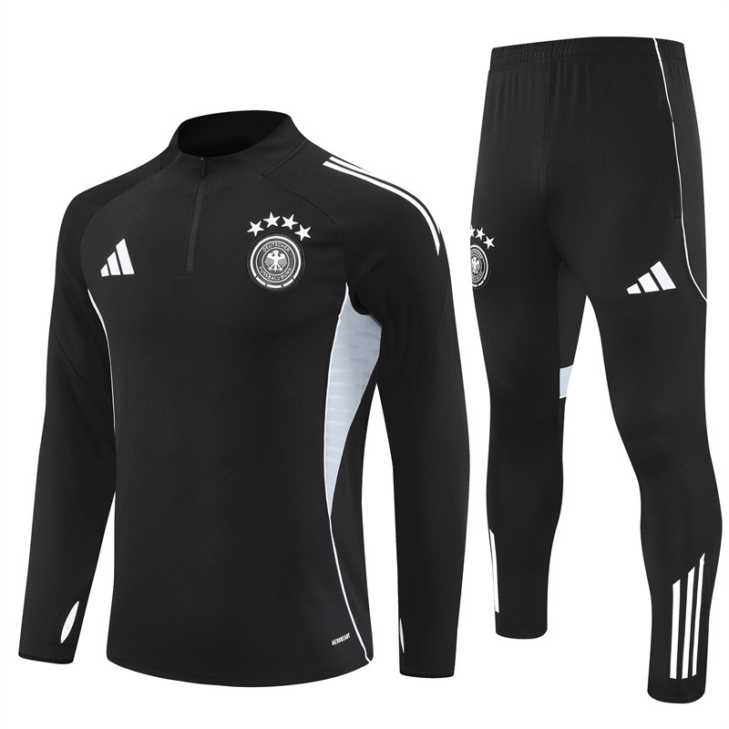 2025 Germany Black Half-Zip Training Suit Set