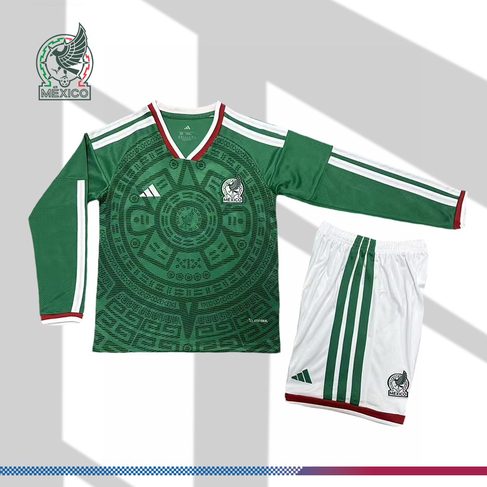 2026 Mexico Home Long-sleeved Football Shirt （Kids Kit）