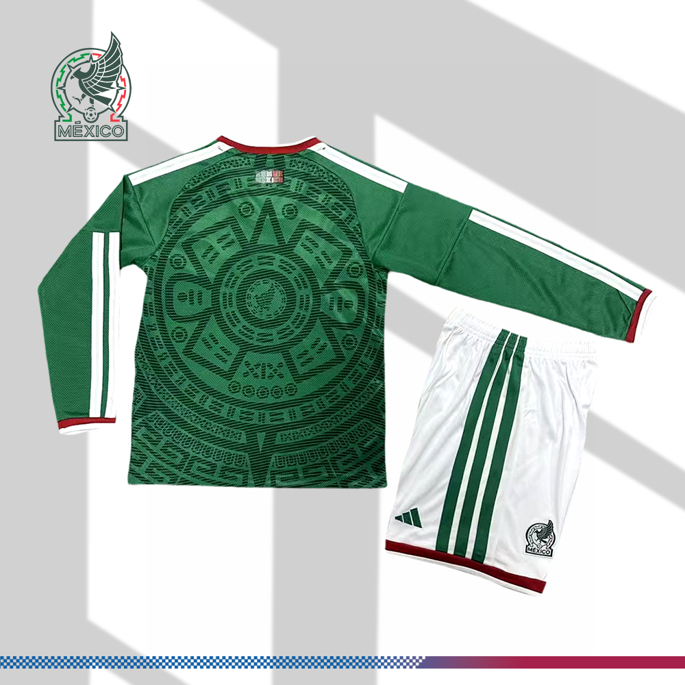 2026 Mexico Home Long-sleeved Football Shirt （Kids Kit）