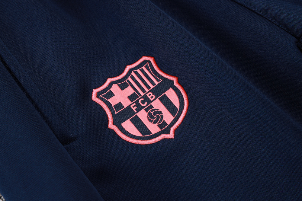 2025/2026 Barcelona Dark Blue and Pink Long-Sleeved Full-Zip Hooded Training Kit