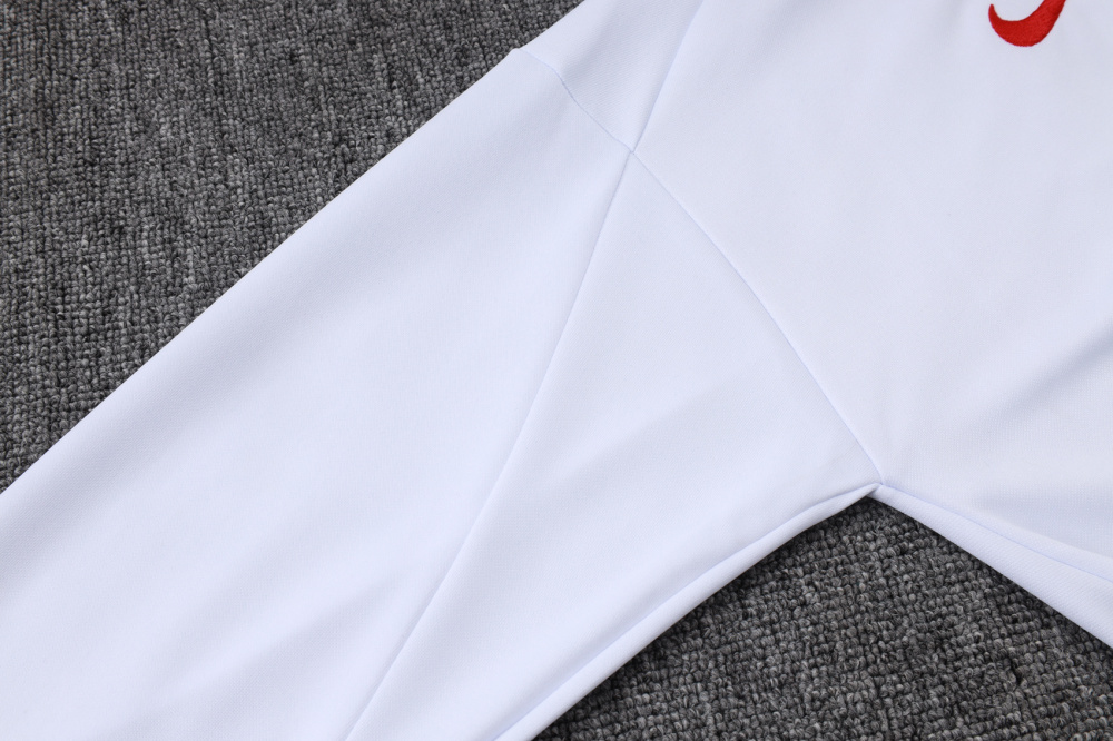2025/2026 Paris Saint-Germain White Long-Zip Long-Sleeve Training Suit Kit