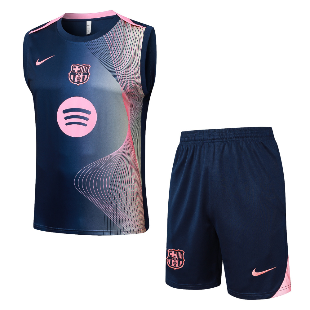 2025/2026 Barcelona Royal Blue Curved Inkjet Sleeveless Training Kit