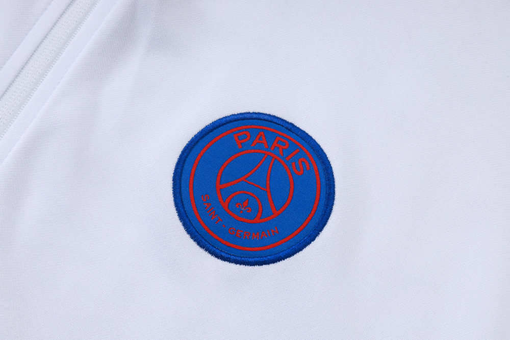 2025/2026 Paris Saint-Germain White Long-Zip Long-Sleeve Training Suit Kit