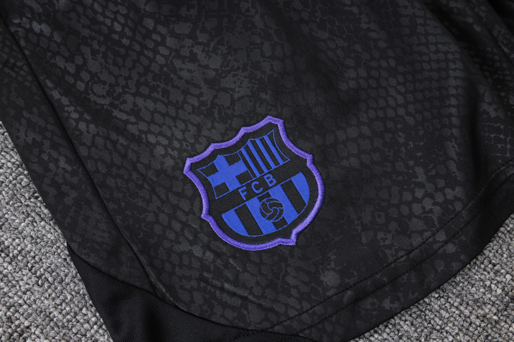 2025/2026 Barcelona Black Stamped Short-Sleeve Training Kit