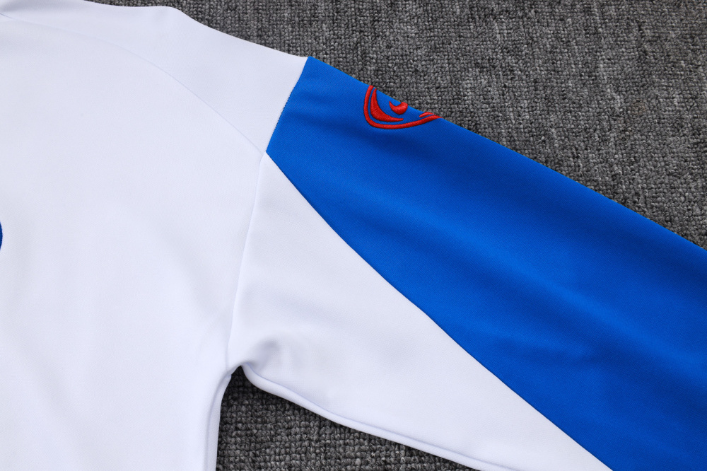2025/2026 Paris Saint-Germain White Long-Zip Long-Sleeve Training Suit Kit