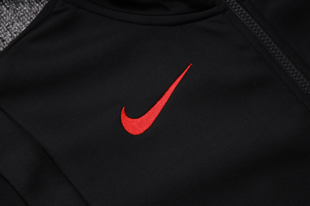 2025/2026 Paris Saint-Germain Black and White Long-Sleeved Training Suit Kit with Long Zipper and Hood