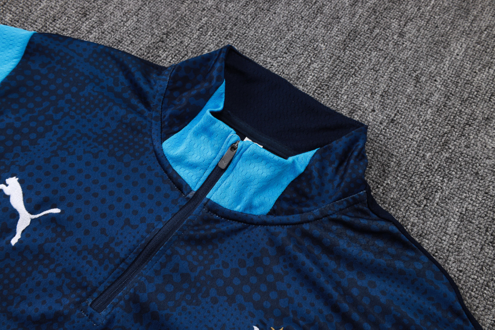 2025/2026 Marseille Navy Blue Long-Sleeve Half-Zip Training Suit Kit