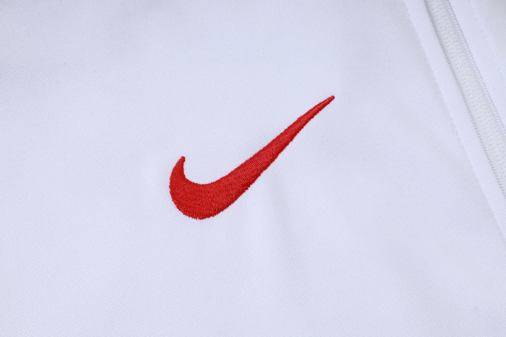 2025/2026 Paris Saint-Germain White Long-Zip Long-Sleeve Training Suit Kit