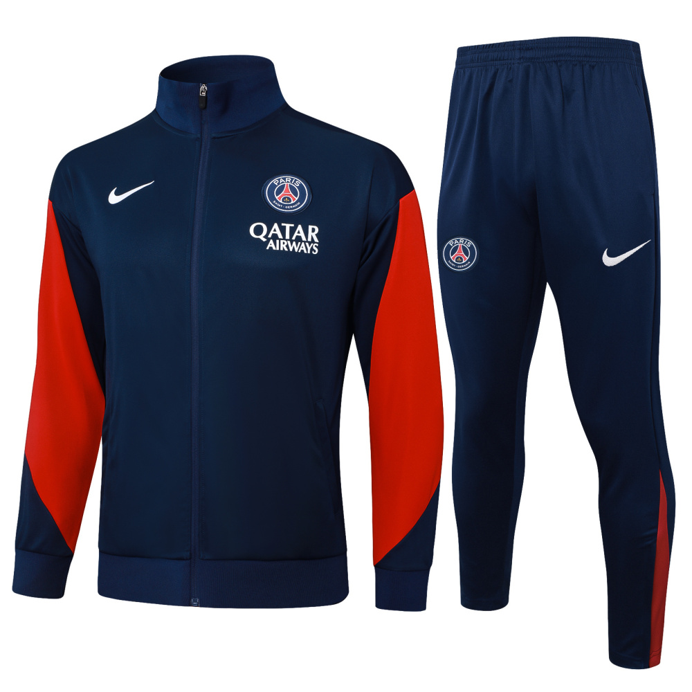 2025/2026 Paris Saint-Germain Blue and Red Long-Zip Long-Sleeve Training Suit Kit