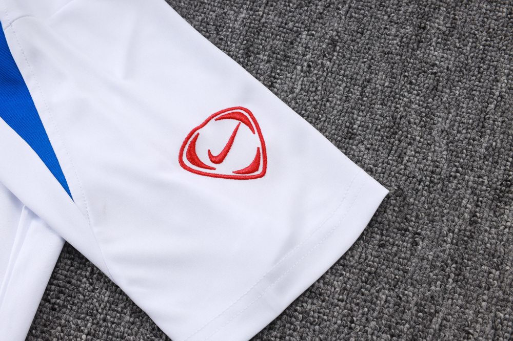 2025/2026 Paris Saint-Germain White (Blue on Shoulders) Short-Sleeve Training Kit