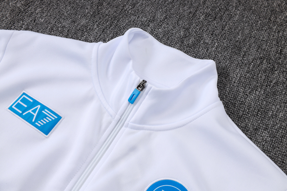 2025/2026 Napoli White and Blue Long-Sleeved Training Kit with Full Zipper